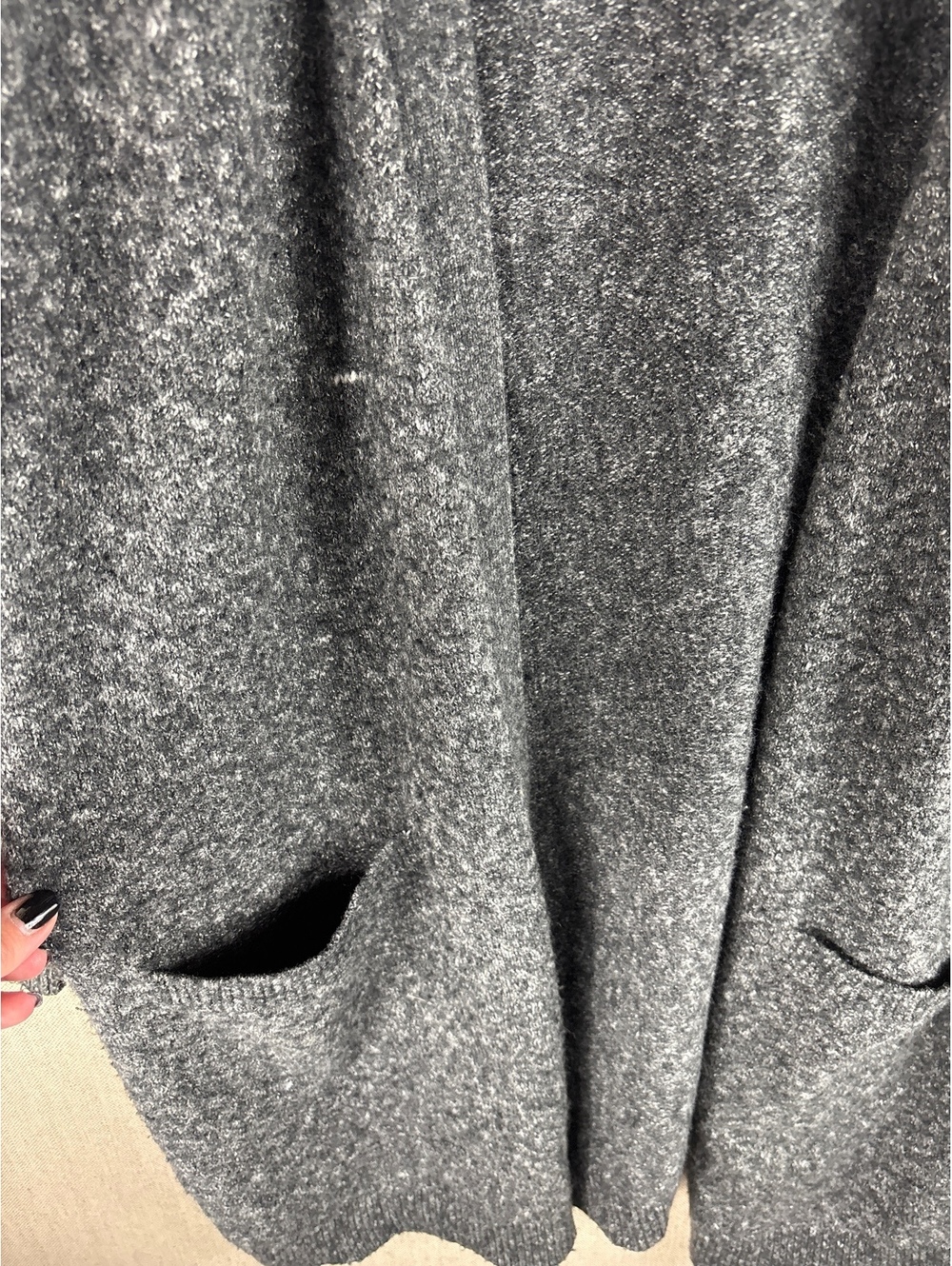 Halogen > Gray Chunky Knit Cardigan Large - Picture 4 of 7